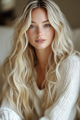 Naklejka premium Wavy-haired beauty indoors