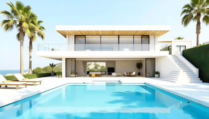 a house with a pool and a pool with a pool in the background
