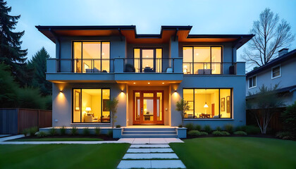 a house with a large front door and a large window