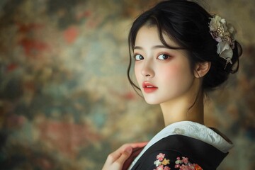 着物姿の日本人ポートレート