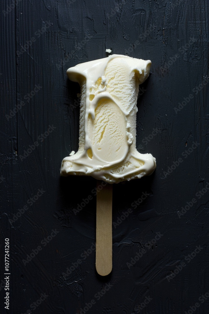Poster a colorful popsicle with creamy ice cream on a dark background