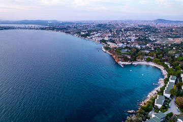 Bayramoglu District in Darica. Kocaeli, Turkey. Aerial view with drone.