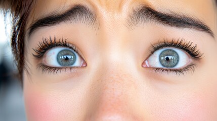 Naklejka premium A close up of a woman's eyes with long eyelashes