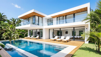 the pool and the house are designed by an architect