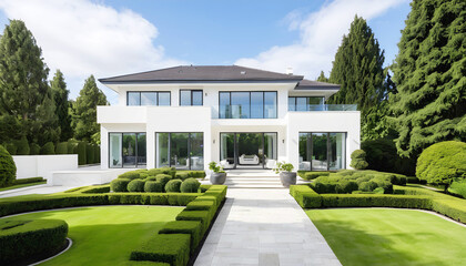 a white house with a balcony and a balcony with a view of the outside
