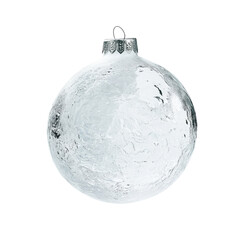 Glass Ornament Isolated on Transparent Background. Cute Glass Winter Holiday Festive Winter Ice Cube Decoration. 