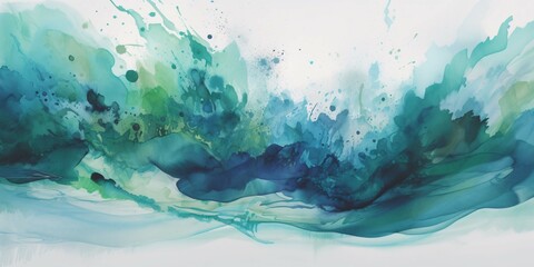 Obraz premium Abstract watercolor background in vibrant teal and blue shades with dynamic flowing textures.