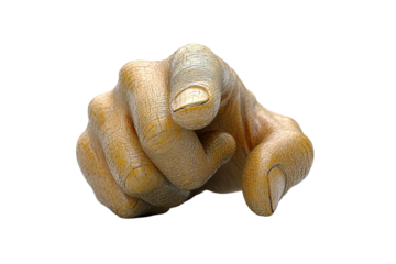 A realistic pointing hand with a clenched fist 