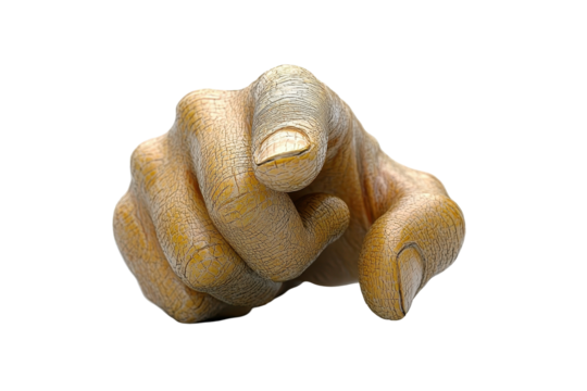 A realistic pointing hand with a clenched fist 
