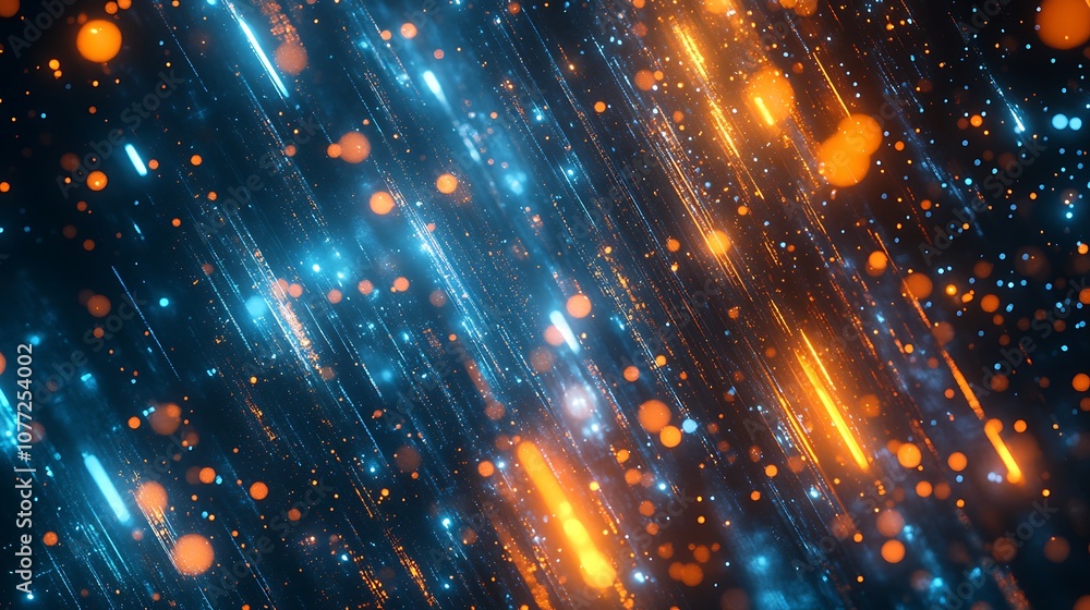 Poster abstract futuristic rendering with a focus on digital aesthetics.