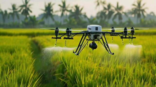 Drone spraying  on the field