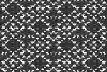 Black & White Southwestern beaded Aztec diamonds kilim Vector Pattern. Vintage native tribal Aztec beads contrast seamless pattern.