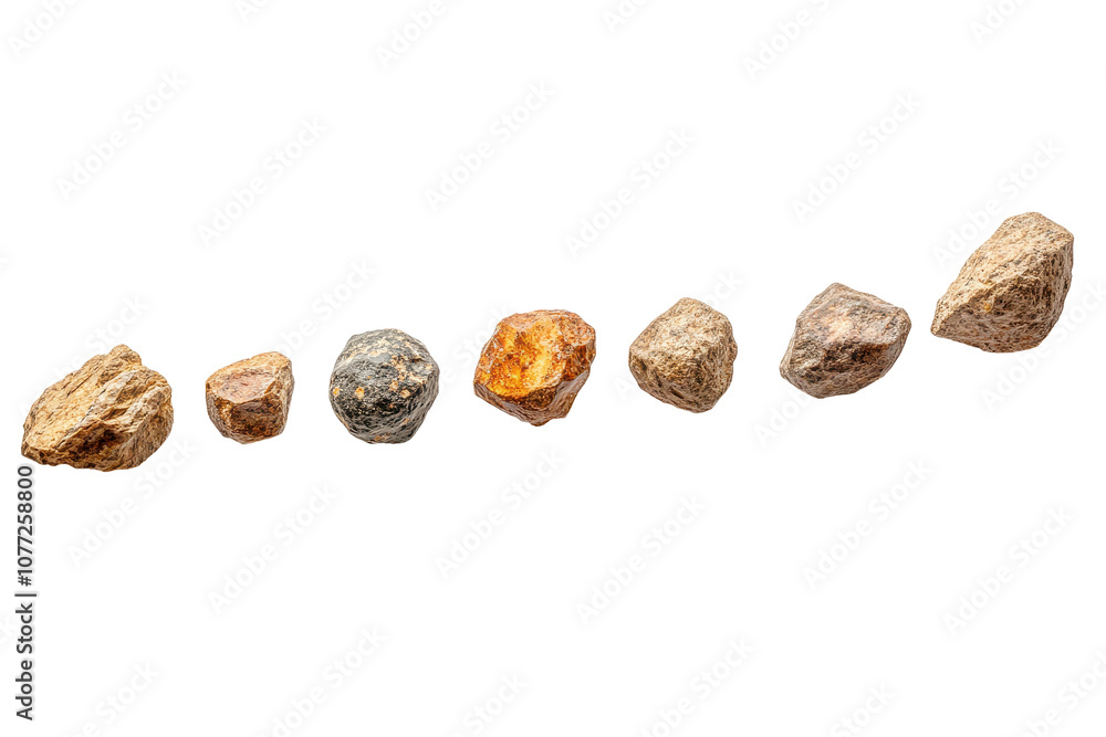 Aufkleber a swarm of isolated asteroids arranged in a linear format on a plain background