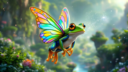 Winged frog in the legendary animation