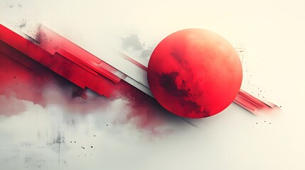 Abstract Red Sphere with Geometric Shapes