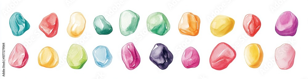 Poster abstract multicolour round shapes melting into each other, isolated on white background, ideal for d