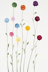 Fototapeta premium Minimalist Watercolor Painting of Colorful Wildflowers on White Paper for Spring Decor or Floral Design Inspiration Generative AI