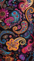 Bright paisley pattern in close up detail view image