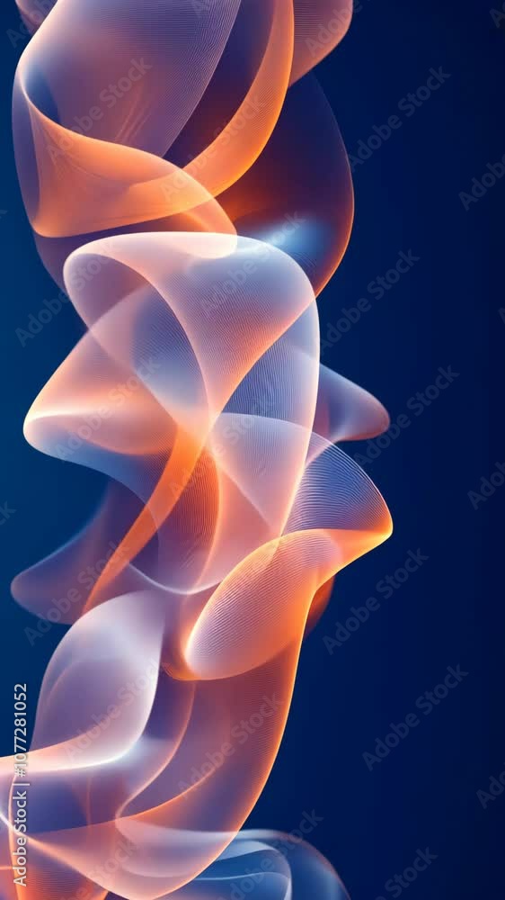 Poster Abstract flowing light waves on dark background