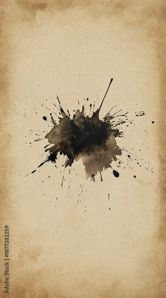 Poster watercolor splat on old paper texture, abstract art background generative ai