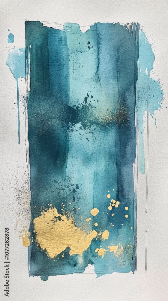 Aufkleber abstract turquoise watercolor rectangle stain background for design generative ai