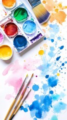 Obraz premium Watercolor Painting Course Cover Design for Beginners Generative AI