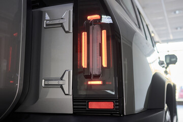Closeup of a cars automotive tail brake light