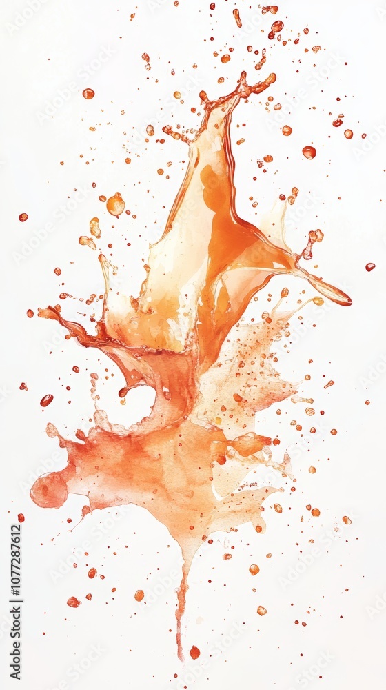 Poster watercolor splashes on white background with pastel colors and warm tones, abstract artistic texture
