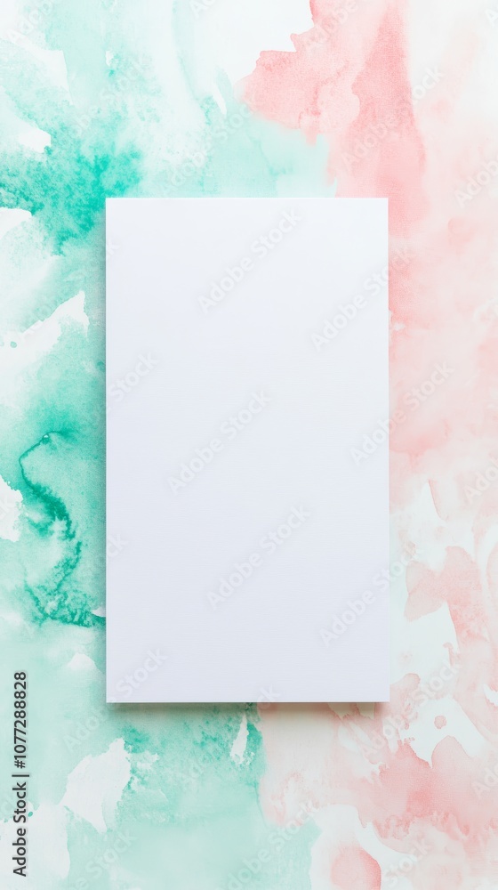 Aufkleber blank vertical card on watercolor background for design and invitation templates generative ai
