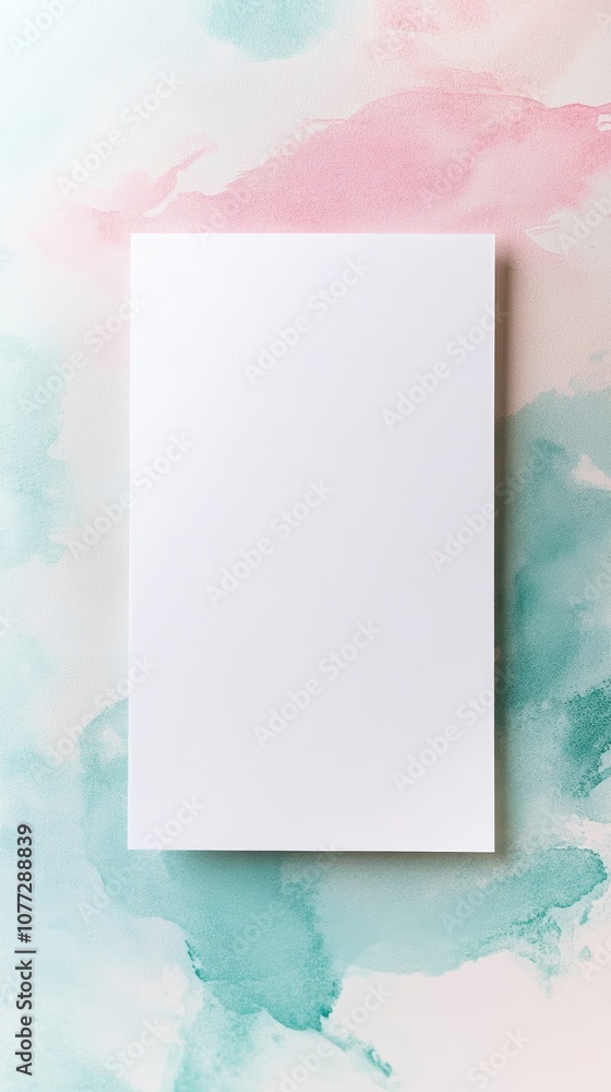 Aufkleber blank vertical card on watercolor background for design and invitation templates generative ai