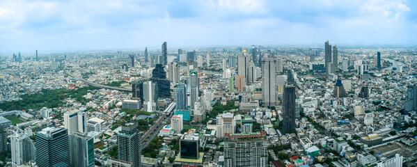 Vue aérienne et panoramique de la capitale Bangkok en Thaïlande