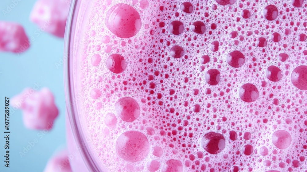 Poster a vibrant magenta smoothie with frothy bubbles captures the essence of freshness in a close-up macro