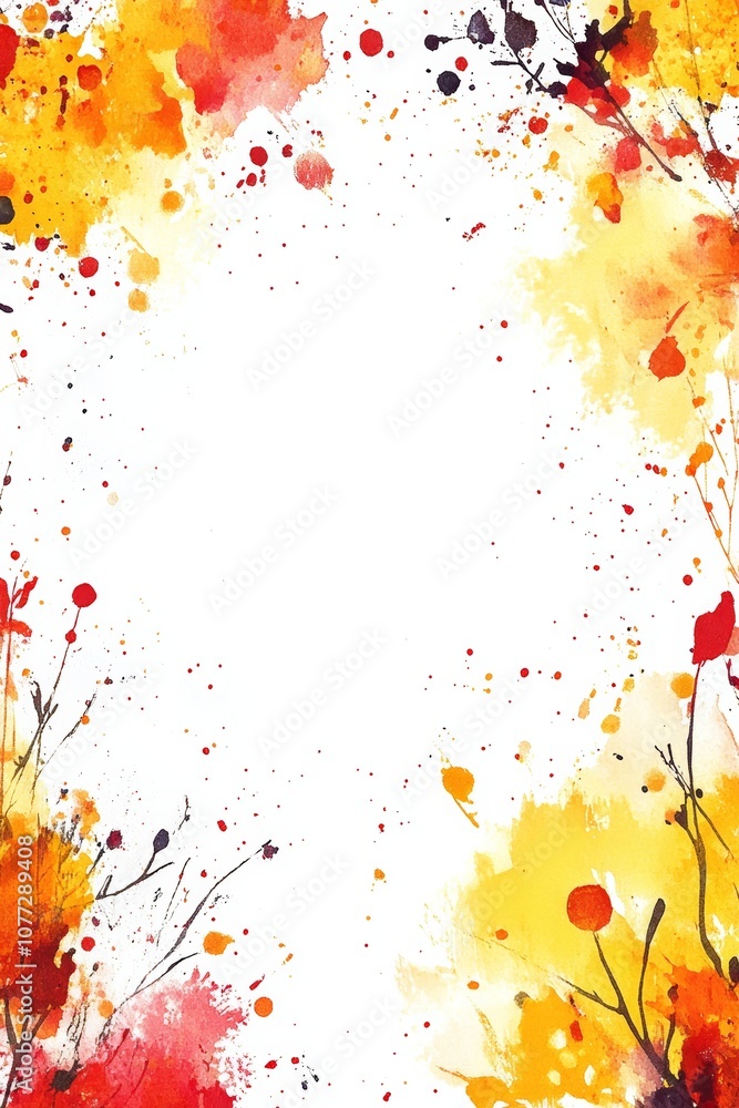 Poster abstract paint splatter border around edges for artistic backgrounds generative ai
