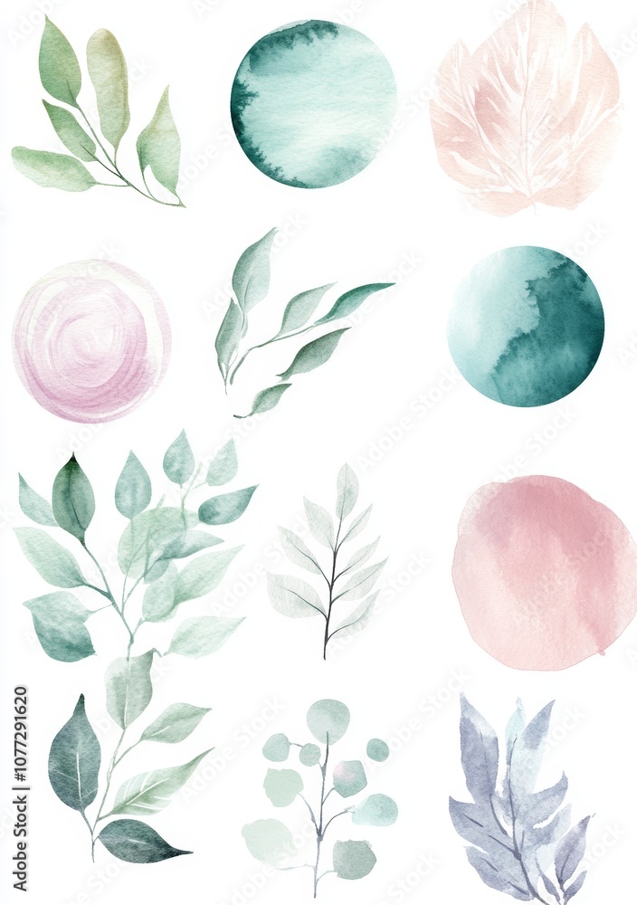 Poster whimsical watercolor background with cute doodle elements for design and craft projects generative a