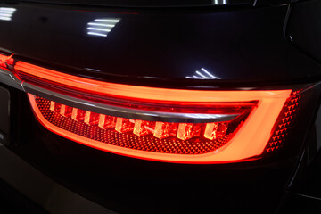 Closeup of a cars automotive tail brake light
