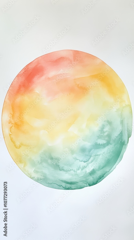 Poster abstract watercolor circle pattern in pastel colors on white background for design and decoration ge
