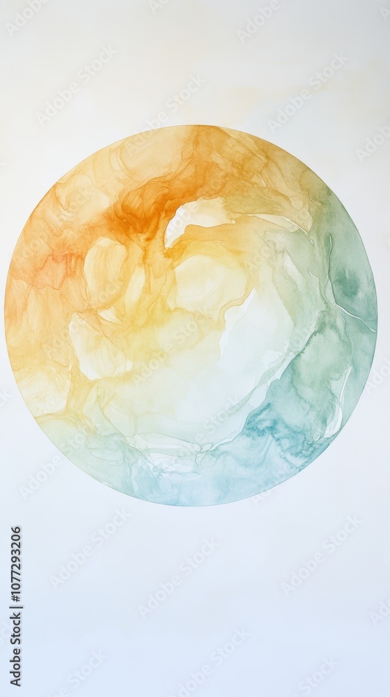 Poster abstract watercolor circle pattern in pastel colors on white background for design and decoration ge