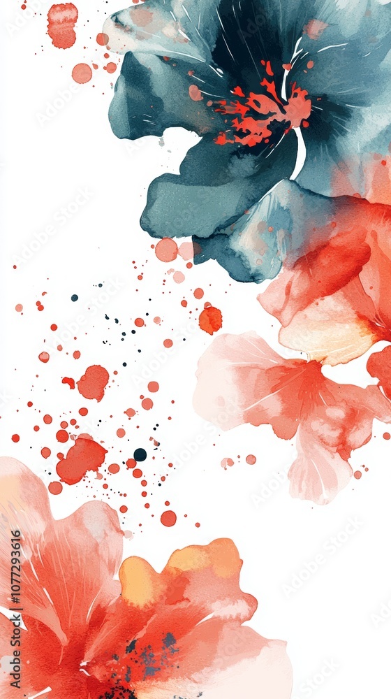 Poster watercolor desert rose background with watercolor splash ink effect for creative projects generative