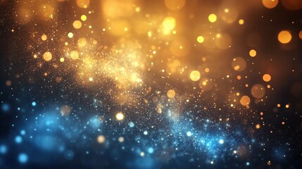Fototapeta premium Stunning Abstract Bokeh with Golden and Blue Glitter Effects