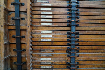 Typography letterboxes in an old Portuguese town