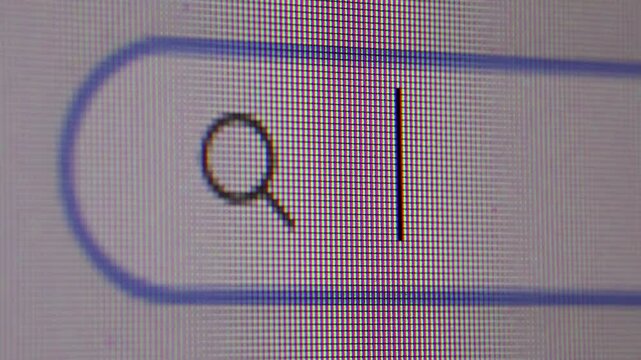 View of cursor blinks in empty search bar of internet browser new tab on computer monitor, macro. Waiting for a text query in form.