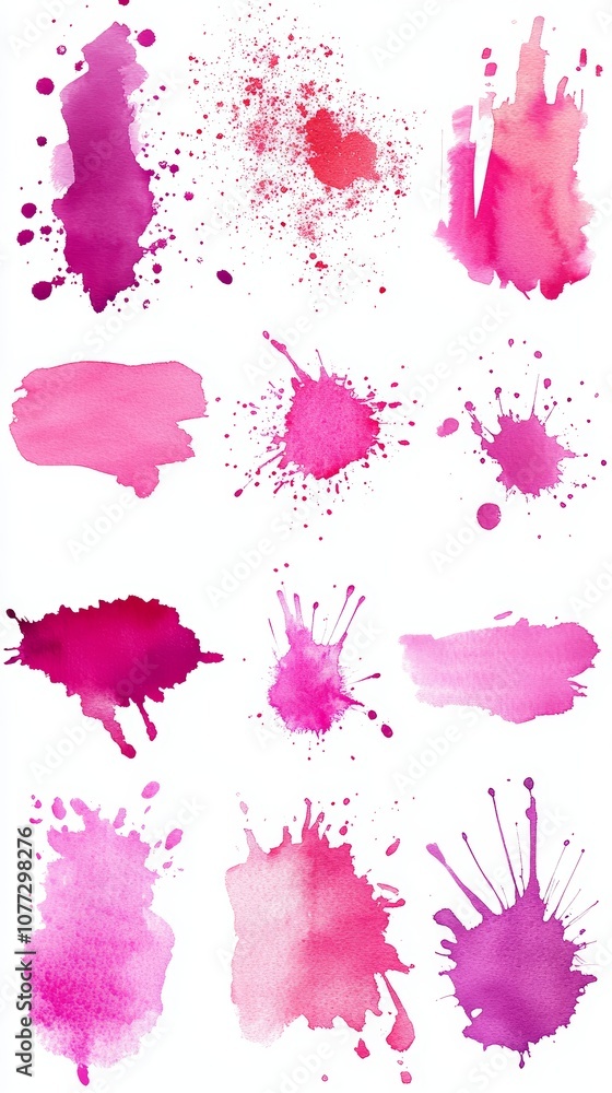 Poster abstract watercolor splashes and strokes on white background for creative design generative ai