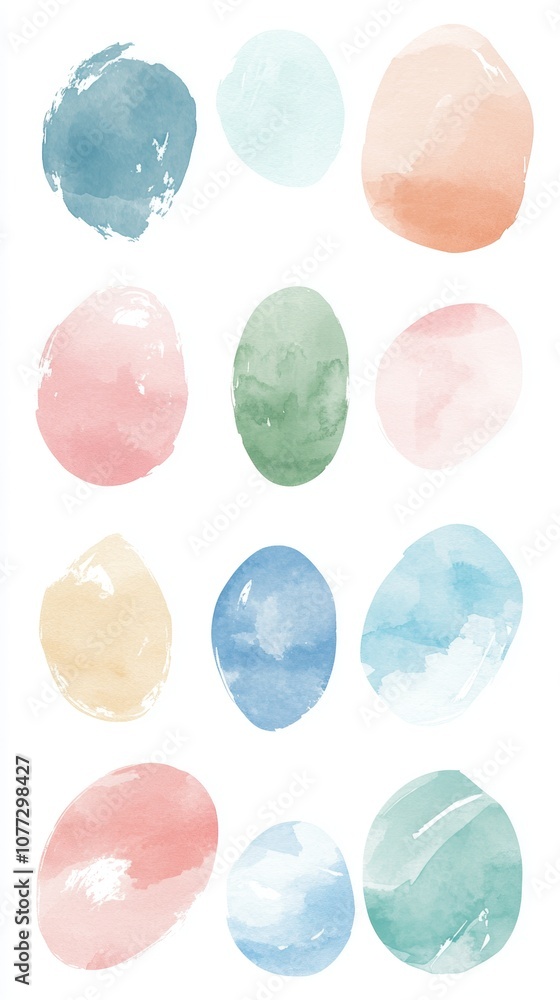 Aufkleber soft pastel watercolour texture with oval shaped elements for design and craft use generative ai