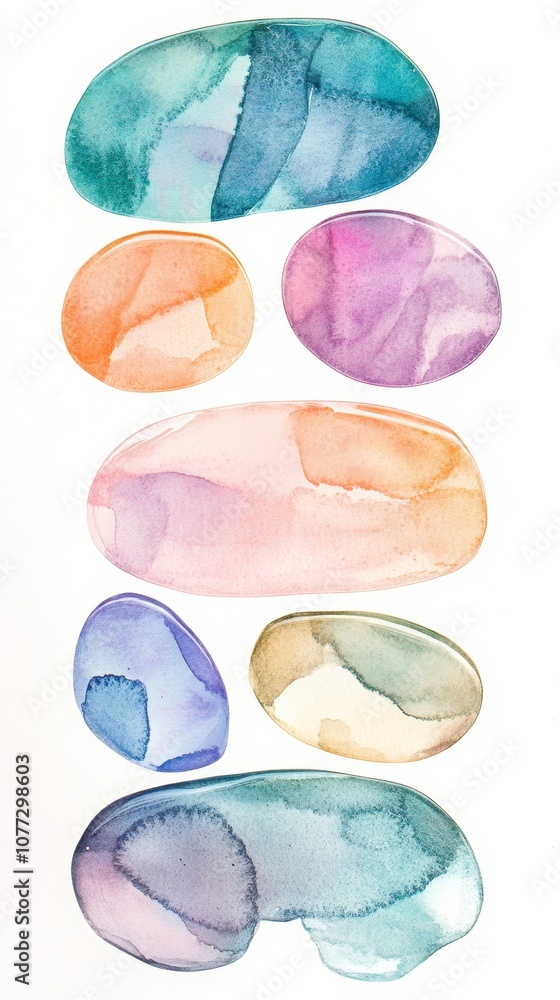 Aufkleber soft pastel watercolour texture with oval shapes for design and craft use generative ai