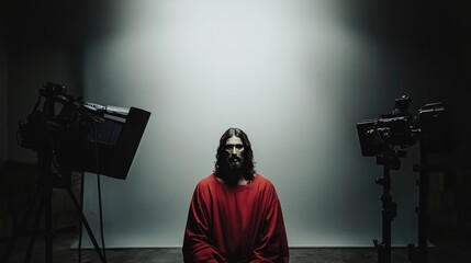 Portrait of Jesus. Studio shooting.