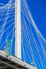 White metal cable-stayed bridge, Saint-Petersburg, Russia