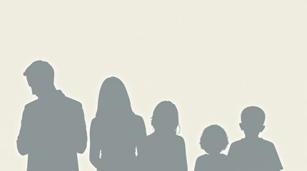 Obraz premium family prayer scene, featuring simple outlines of family members with their heads bowed in prayer against a plain background. The design emphasizes the quiet strength and unity found in family prayer.