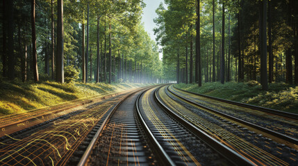 Fototapeta premium High-Speed Rail Track in Forest: Geometry, Alignment, and Angles