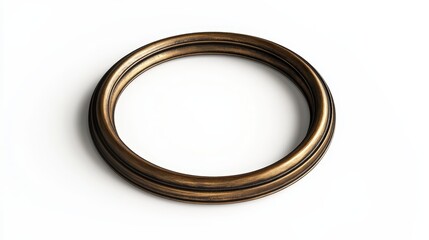 Antique wooden frame on white background: minimalist design and vintage decor element