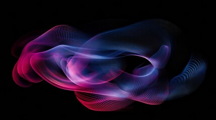 Fototapeta premium Abstract pink and blue particles flowing on black background